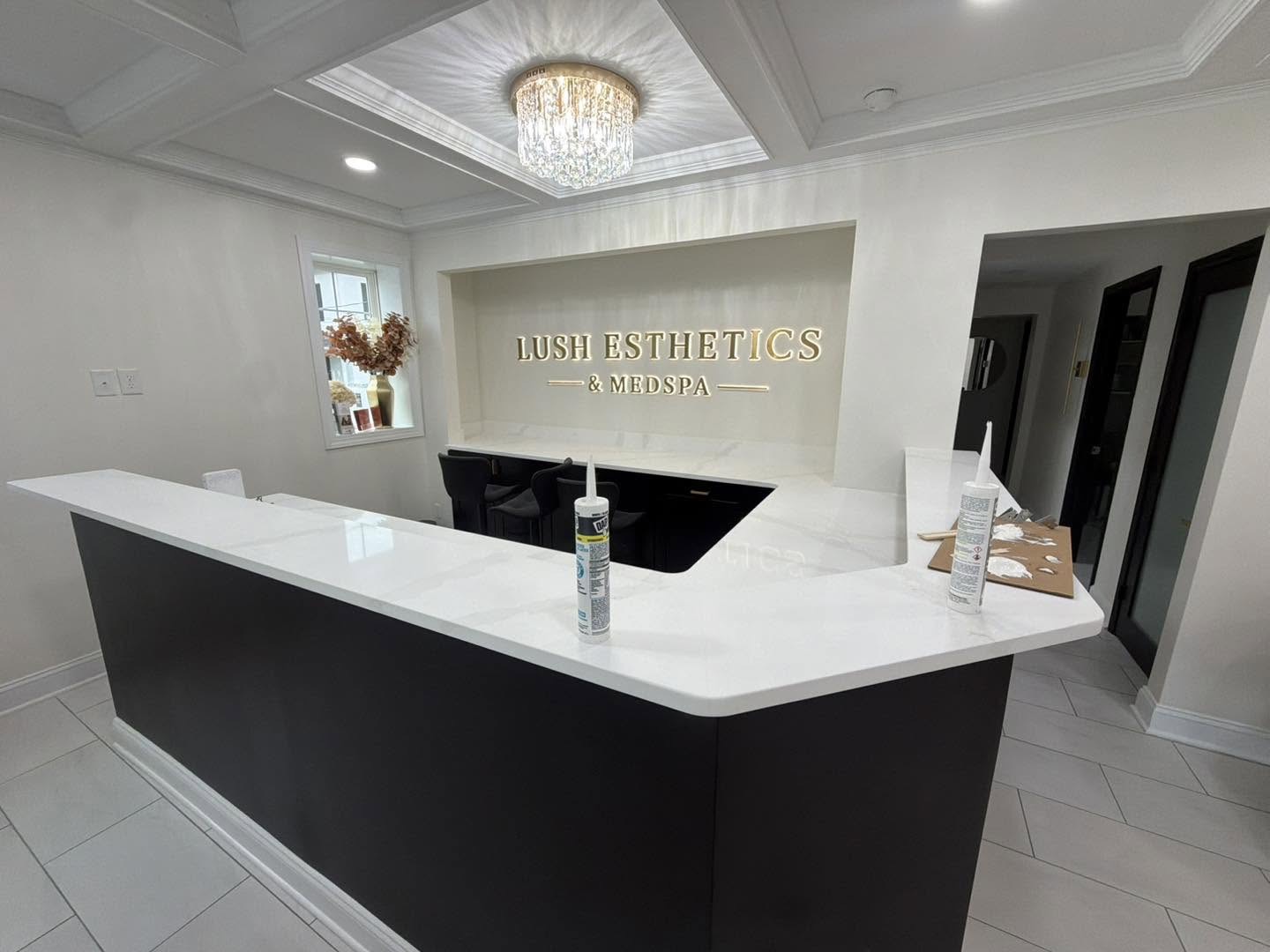 Reception counter build-out